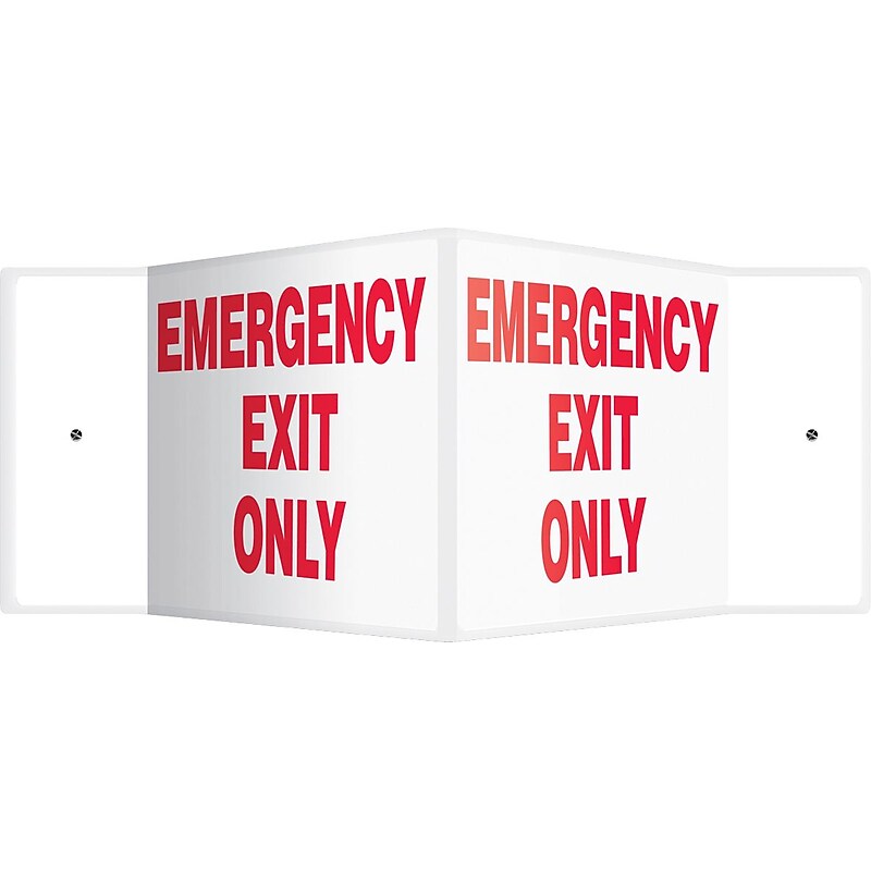 Accuform Emergency Exit Only Projection Sign, Red/White, 8"H x 12"W (PSP336) image 1