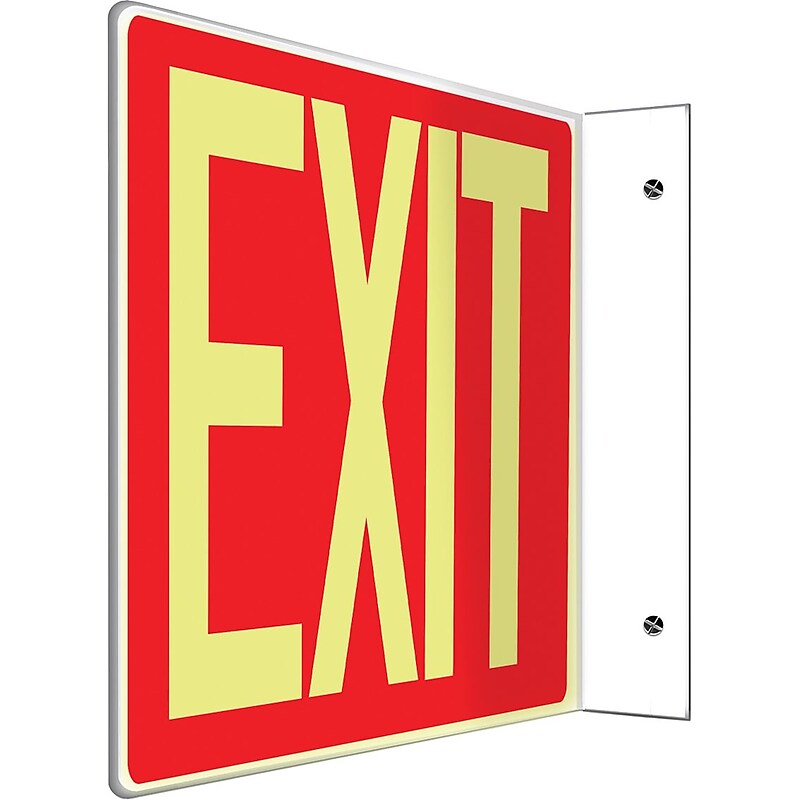 Accuform Exit Projection Sign, Yellow/Red, 8"H x 12"W (PSP227) image 1
