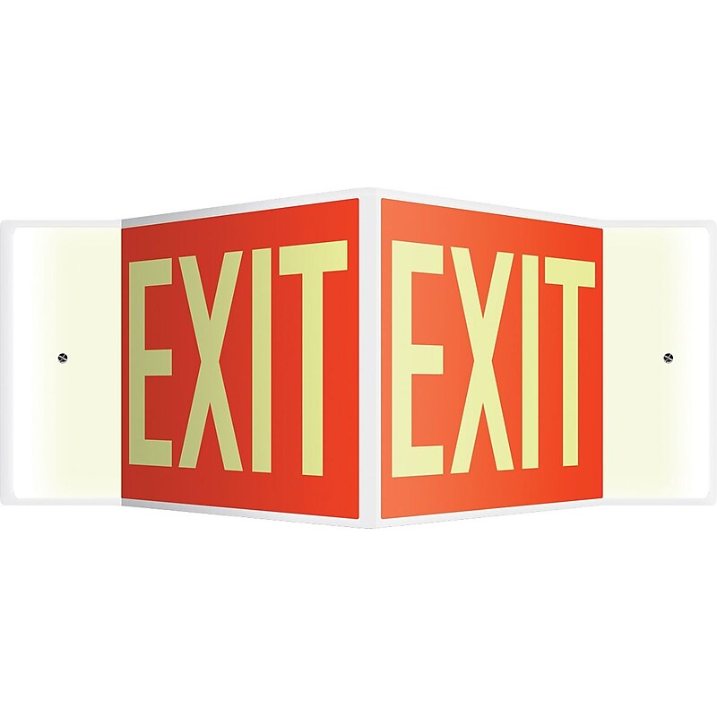 Accuform Exit Projection Sign, White/Red, 8"H x 12"W (PSP338) image 1