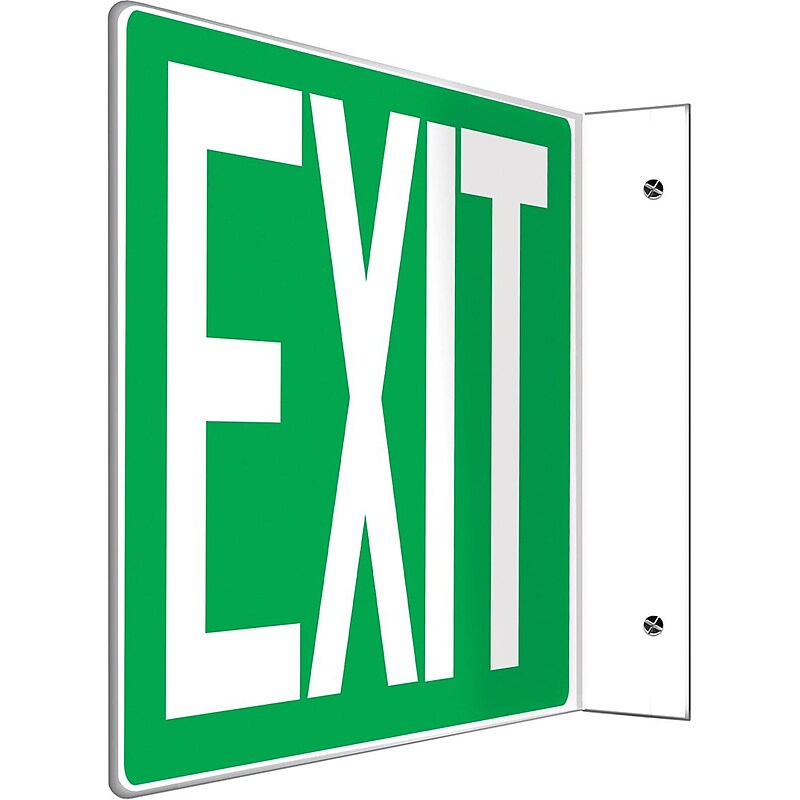 Accuform Exit Projection Sign, White/Green, 8"H x 12"W (PSP225) image 1