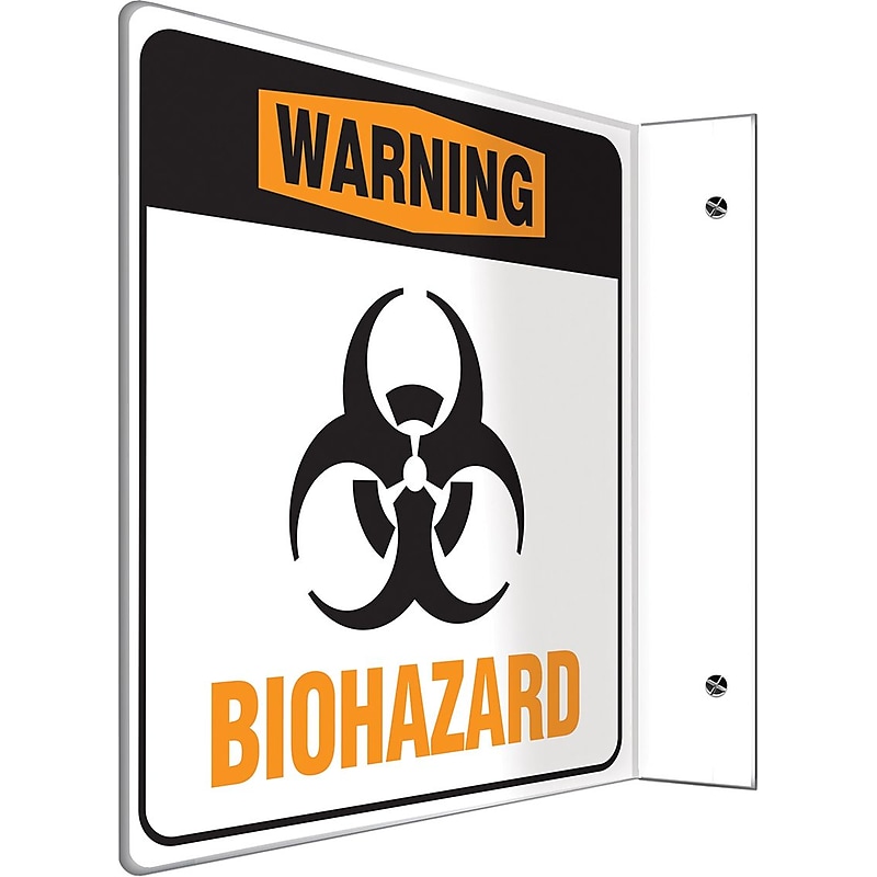 Accuform Warning Biohazard Projection Sign, Black/Orange/White, 8"H x 8"W (PSP773) image 1