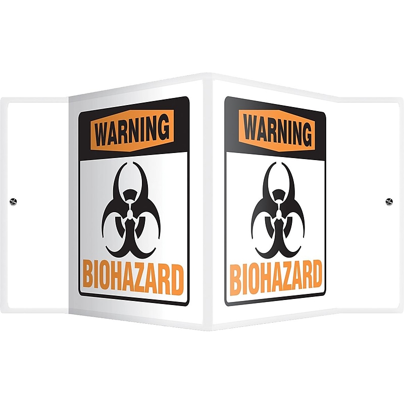Accuform Warning Biohazard Projection Sign, Black/Orange/White, 6"H x 5"W (PSP662) image 1