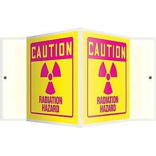 Accuform Radiation Hazard Projection Sign, Pink/Yellow, 6