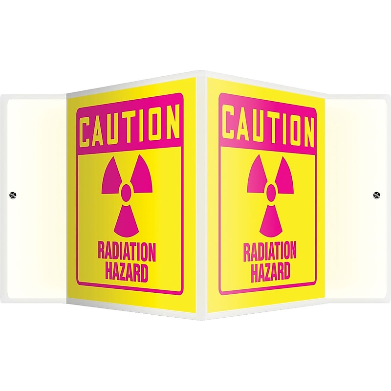 Accuform Radiation Hazard Projection Sign, Pink/Yellow, 6"H x 5"W (PSP660) image 1