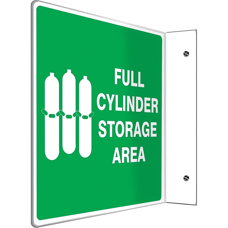 Accuform Full Cylinder Storage Area Projection Sign, White/Green, 8"H x 8"W (PSP754) image 1