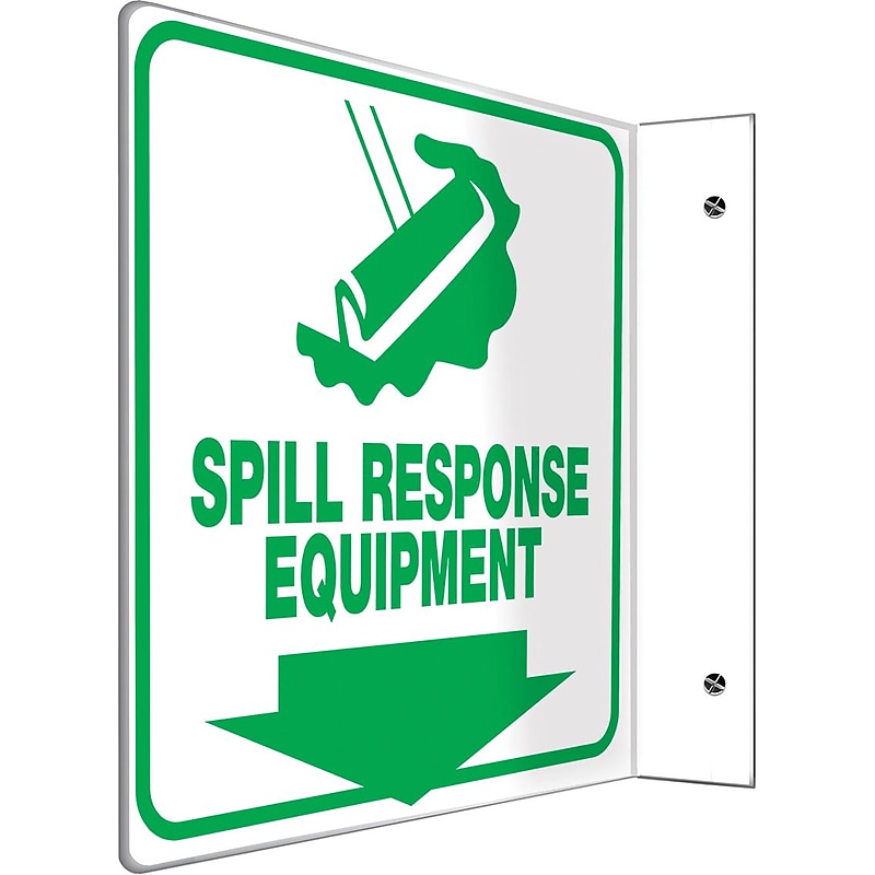 Accuform Spill Response Equipment Projection Sign, Green/White, 8"H x 8"W (PSP492) image 1