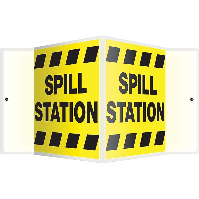 Accuform Spill Station Projection Sign, Black/Yellow, 8"H x 12"W (PSP757) image 1