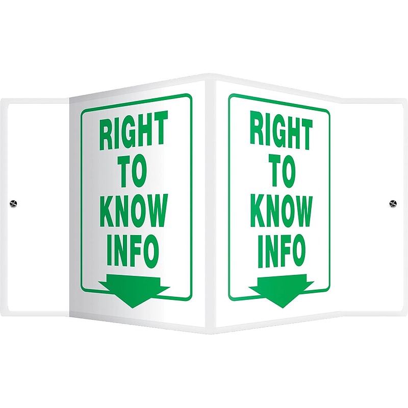 Accuform Right To Know Info Projection Sign, Green/White, 6"H x 5"W (PSP371) image 1