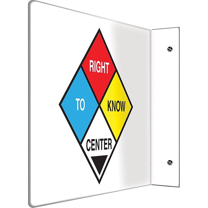 Accuform Right To Know Center Projection Sign, 8"H x 12"W (PSP472) image 1