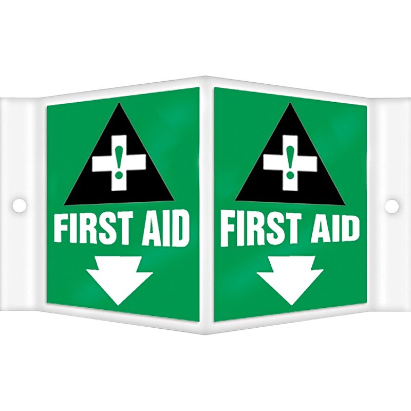 Accuform First Aid Projection Sign, 6"H x 5"W, White/Black/Green (PSP636) image 1