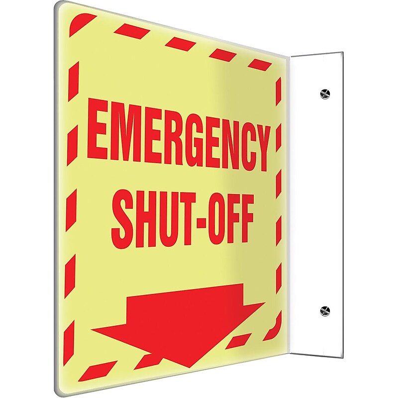 Accuform Emergency Shut-Off Projection Sign, Red, 8"H x 8"W (PSP919) image 1
