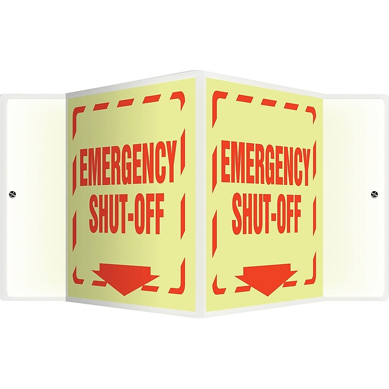 Accuform Emergency Shut-Off Projection Sign, Red, 6"H x 5"W (PSP808) image 1