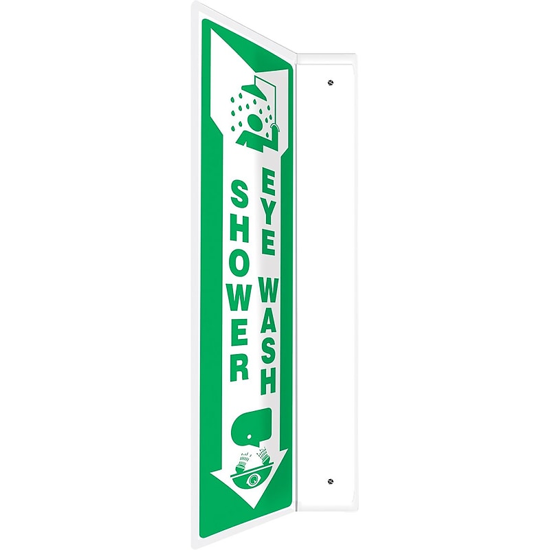 Accuform Shower Eye Wash Projection Sign, Green/White, 18"H x 4"W (PSP439) image 1