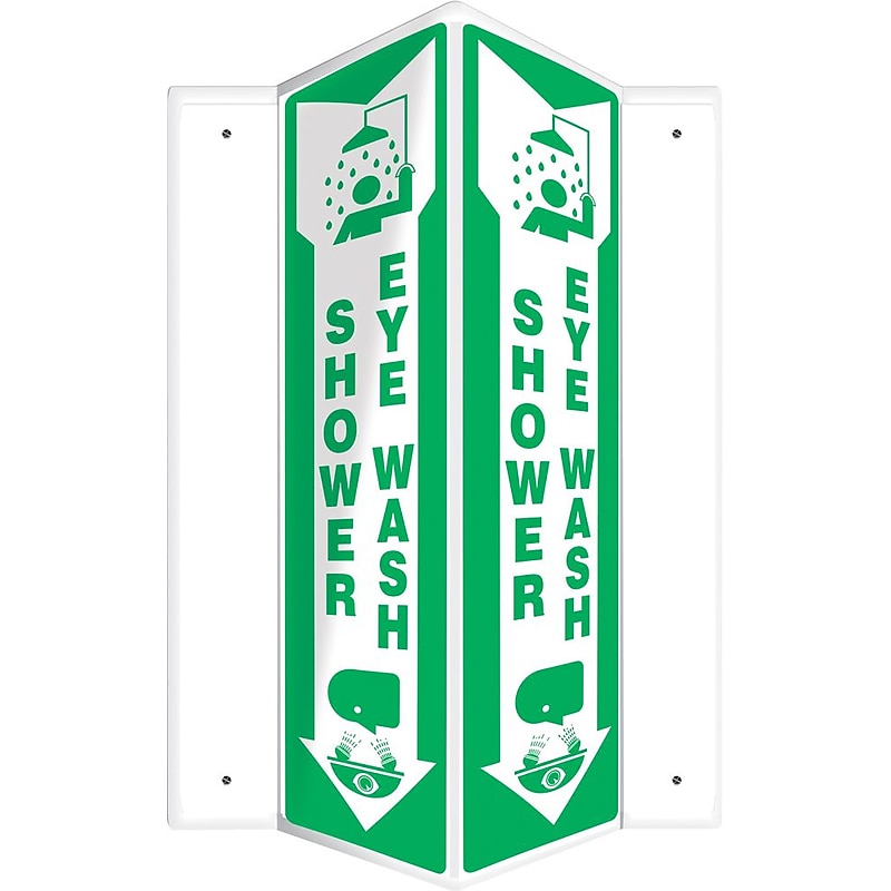 Accuform Shower Eye Wash Projection Sign, Green/White, 18"H x 4"W (PSP389) image 1