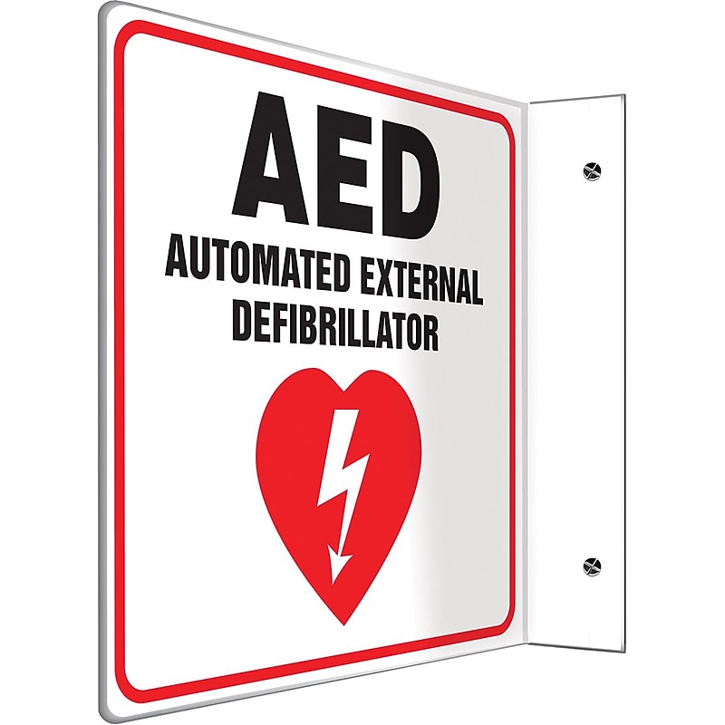 Accuform AED Projection Sign, Black/Red/White8"H x 8"W (PSP721) image 1
