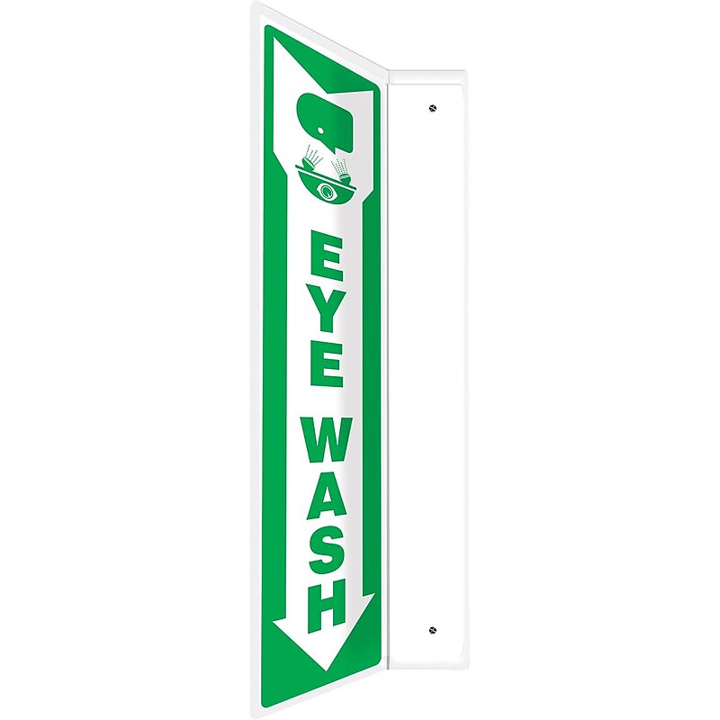 Accuform Eye Wash Projection Sign, Green/White, 18"H x 4"W (PSP437) image 1