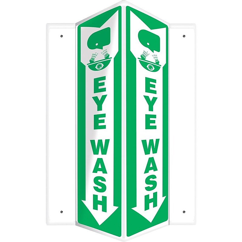 Accuform Eye Wash Projection Sign, Green/White, 18"H x 4"W (PSP369) image 1