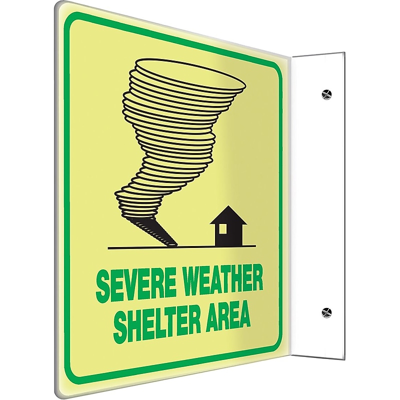 Accuform Severe Weather Shelter Area Projection Sign, Black/Green, 8"H x 8"W (PSP463) image 1