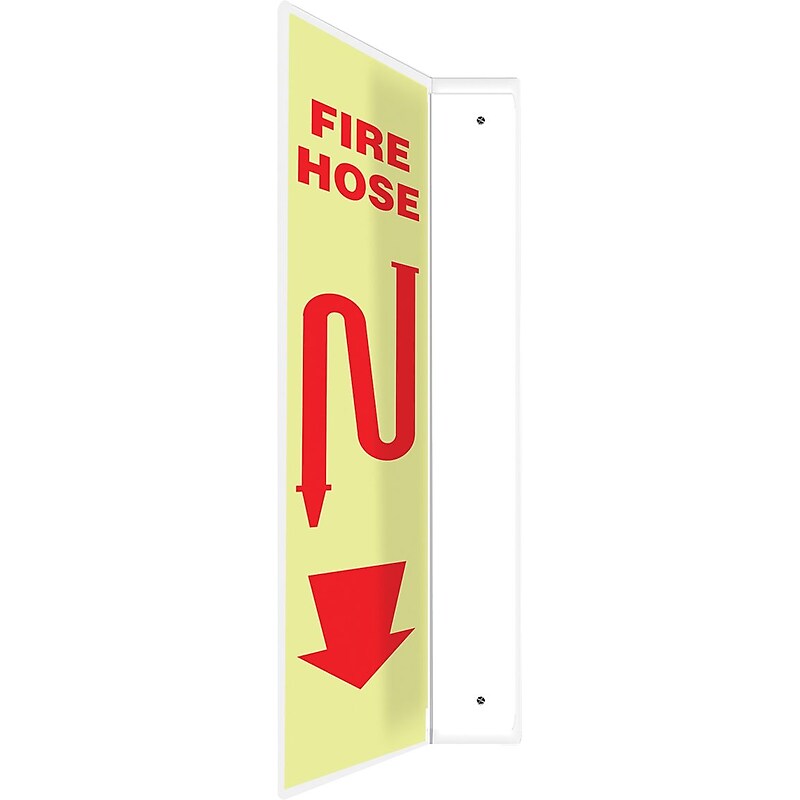 Accuform Fire Hose Projection Sign, Red/Yellow, 24"H x 4"W (PSP746) image 1