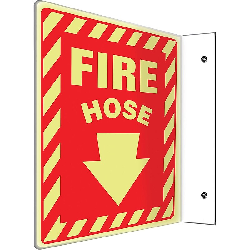 Accuform Fire Hose Projection Sign, White/Red, 12"H x 9"W (PSP409) image 1