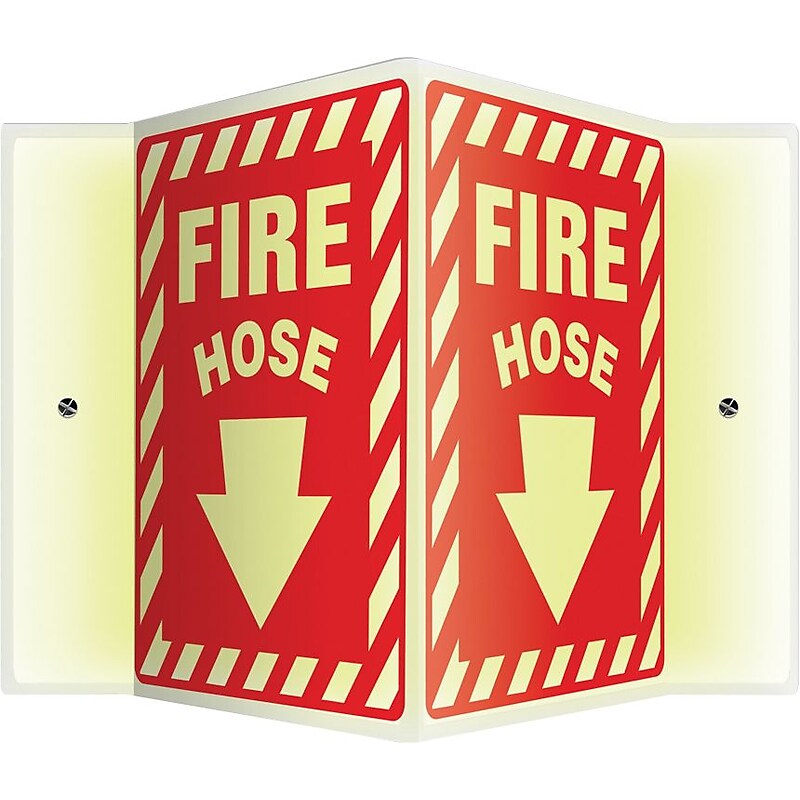 Accuform Fire Hose Projection Sign, White/Red, 12"H x 9"W (PSP351) image 1
