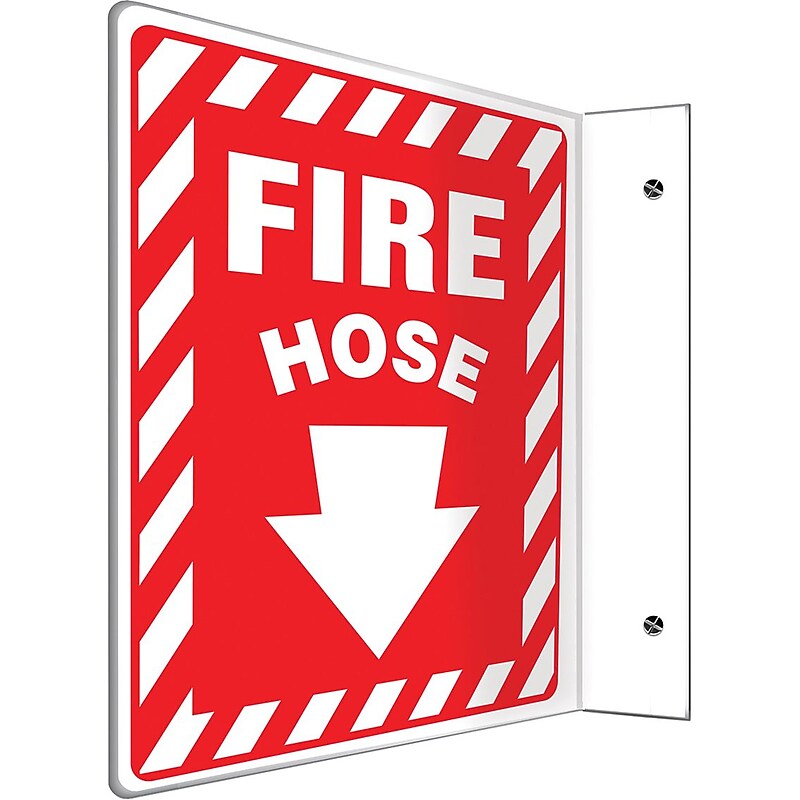 Accuform Fire Hose Projection Sign, White/Red, 12"H x 9"W (PSP408) image 1