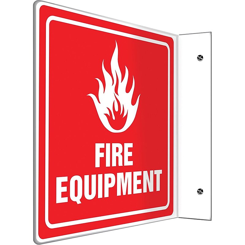 Accuform Fire Equipment Projection Sign, White/Red, 8"H x 8"W (PSP722) image 1