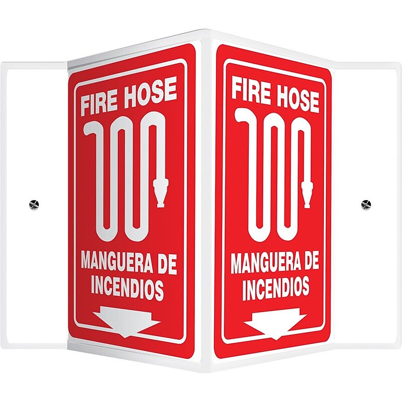 Accuform Fire Hose Projection Sign, White/Red, 12"H x 9"W (SBPSP394) image 1
