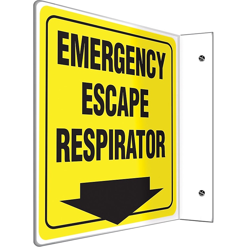 Accuform Emergency Escape Respirator Projection Sign, Black/Yellow, 8"H x 8"W (PSP478) image 1