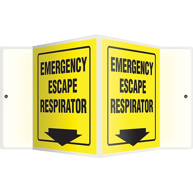 Accuform Emergency Escape Respirator Projection Sign, Black/Yellow, 6"H x 5"W (PSP367) image 1
