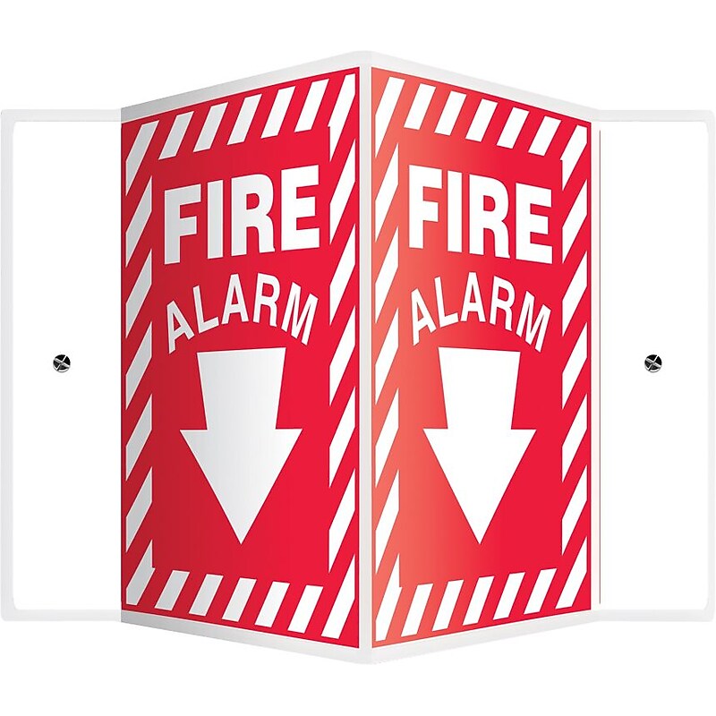 Accuform Fire Alarm Projection Sign, White/Red, 12"H x 9"W (PSP324) (PSP324) image 1