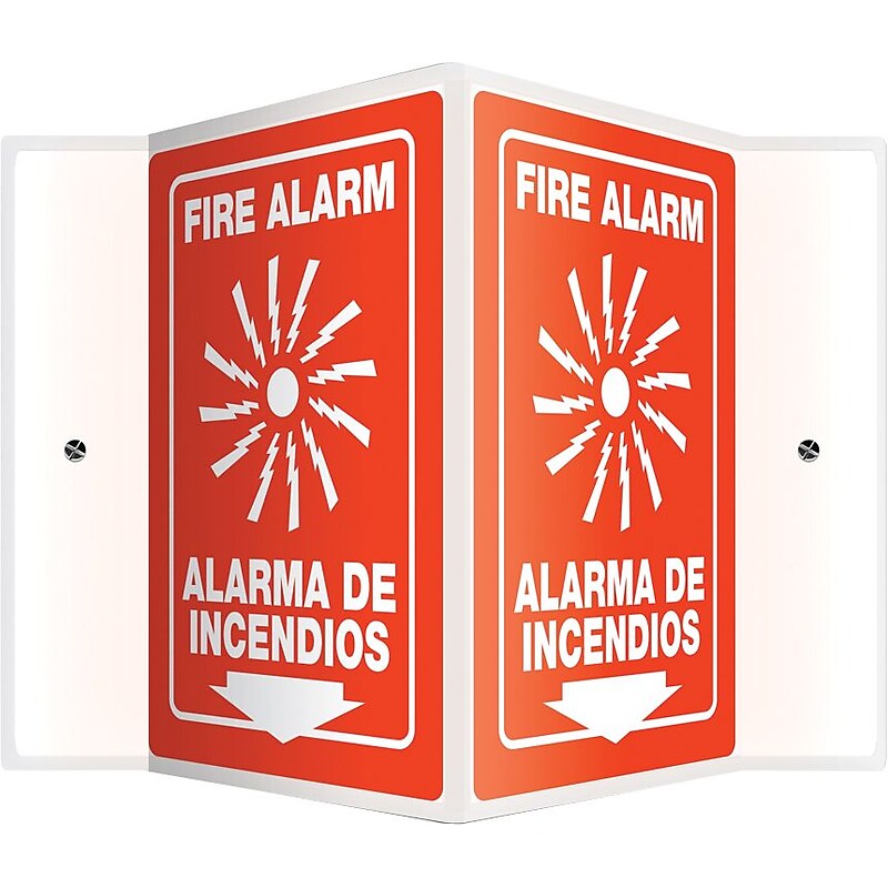 Accuform Fire Alarm Projection Sign, White/Red, 12"H x 9"W (SBPSP383) (SBPSP383) image 1