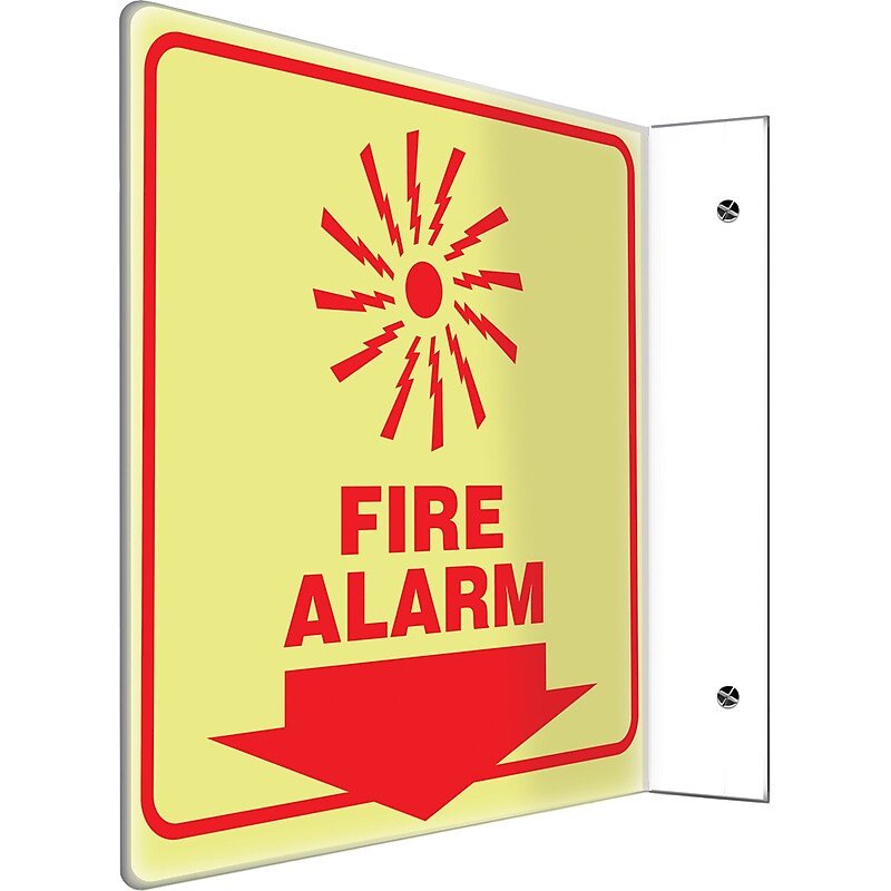 Accuform Fire Alarm Projection Sign, Red, 8"H x 8"W (PSP451) image 1