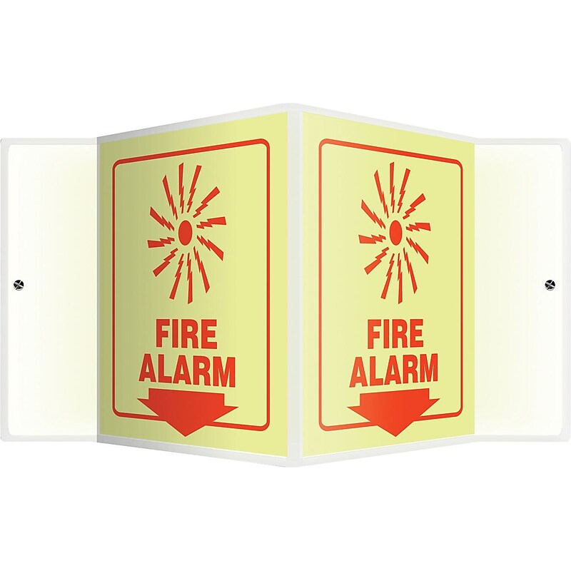 Accuform Fire Alarm Projection Sign, Red, 6"H x 5"W (PSP340) image 1