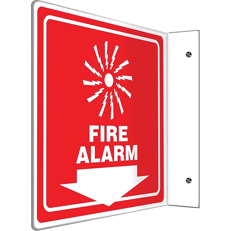Accuform Fire Alarm Projection Sign, White/Red, 8"H x 8"W (PSP730) image 1