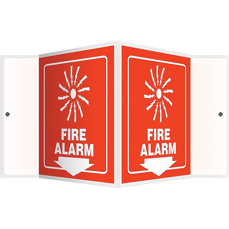 Accuform Fire Alarm Projection Sign, White/Red, 6"H x 5"W (PSP620) image 1
