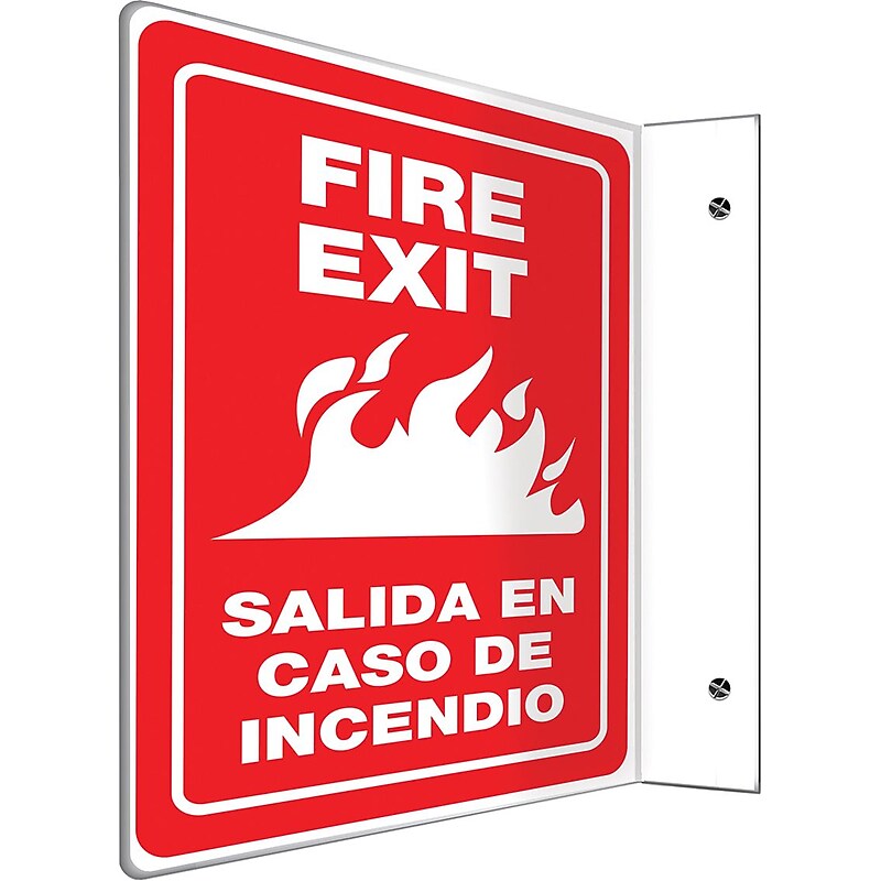 Accuform Fire Exit Projection Sign, White/Red, 12"H x 9"W (SBPSP441) image 1