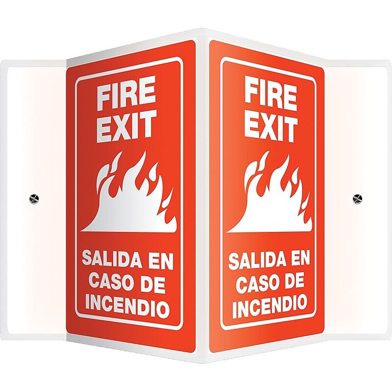 Accuform Fire Exit/Salida En Caso De Incendio Projection Sign, White/Red, 12"H x 9"W (SBPSP385) image 1