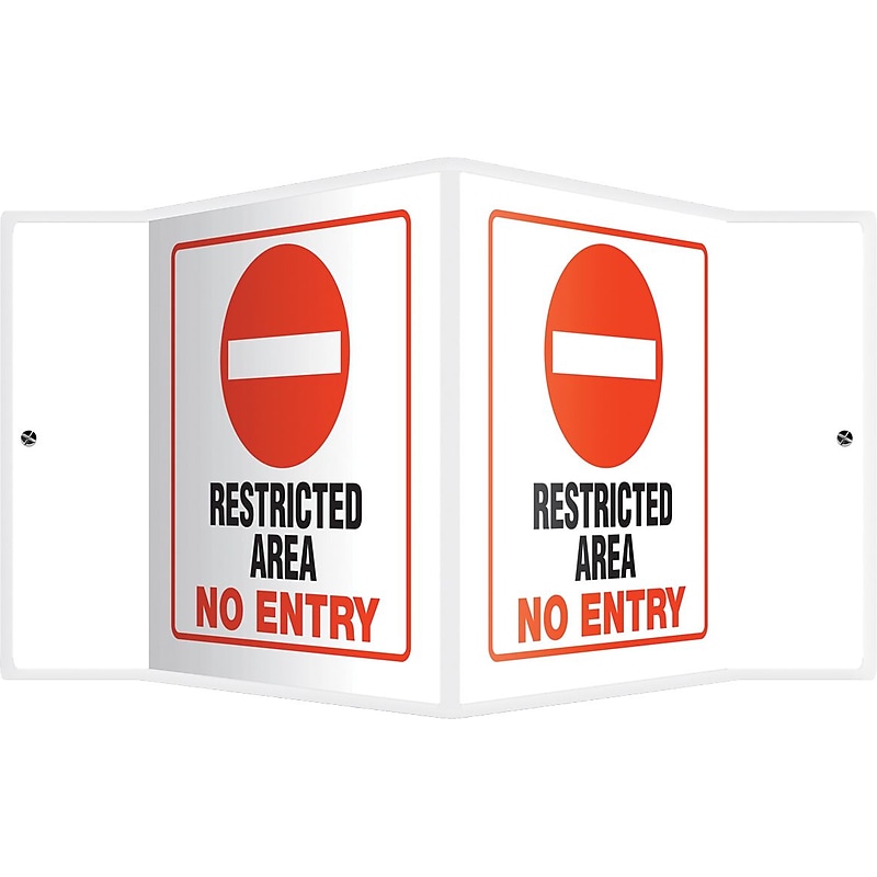 Accuform Restricted Area No Entry Projection Sign, Red/Black/White, 6"H x 5"W (PSP124) image 1