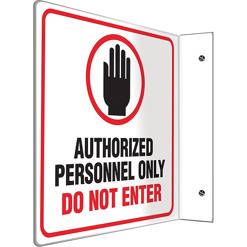 Accuform Authorized Personnel Only Do Not Enter Projection Sign, Black/Red/White, 8"H x 8"W (PSP231) image 1