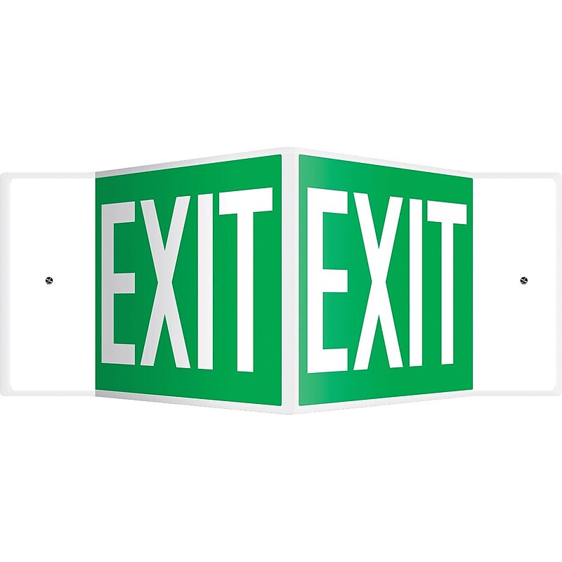 Accuform Exit Projection Sign, White/Green, 8"H x 12"W (PSP337) (PSP337) image 1