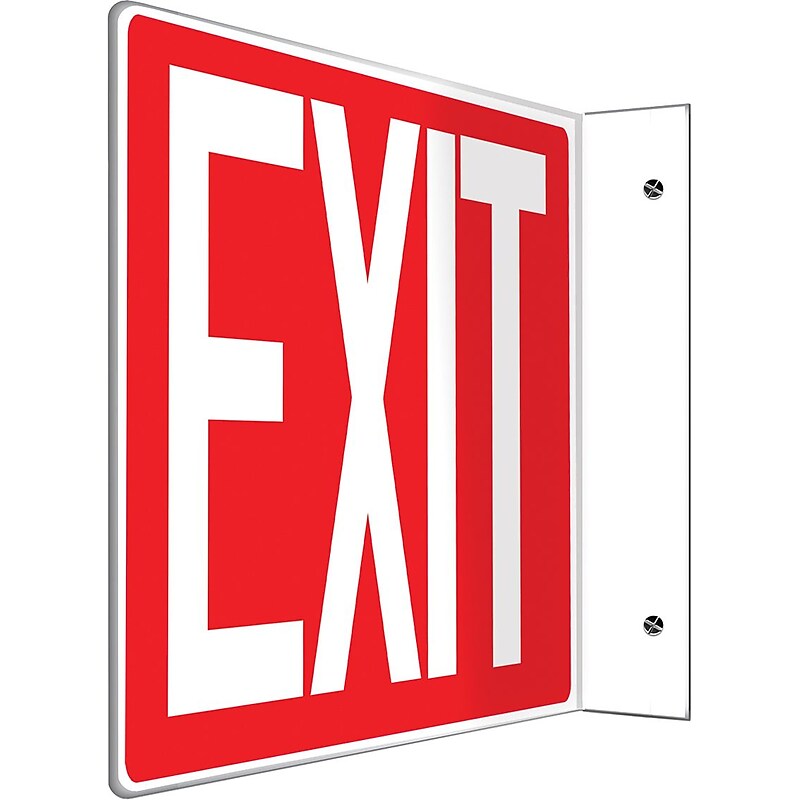 Accuform Exit Projection Sign, White/Red, 8"H x 12"W (PSP223) (PSP223) image 1
