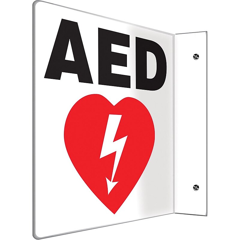 Accuform AED Projection Sign, Red/Black/White, 8"H x 8"W (PSP708) image 1