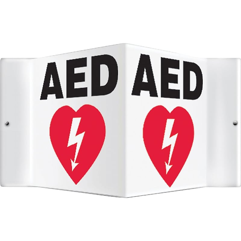 Accuform AED Projection Sign, Black/White, 6"H x 5"W (PSP609) image 1