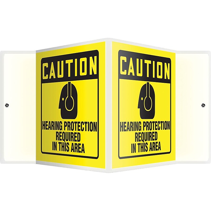 Accuform Hearing Protection Required In This Area Projection Sign, Black/Yellow, 6"H x 5"W (PSP365) image 1