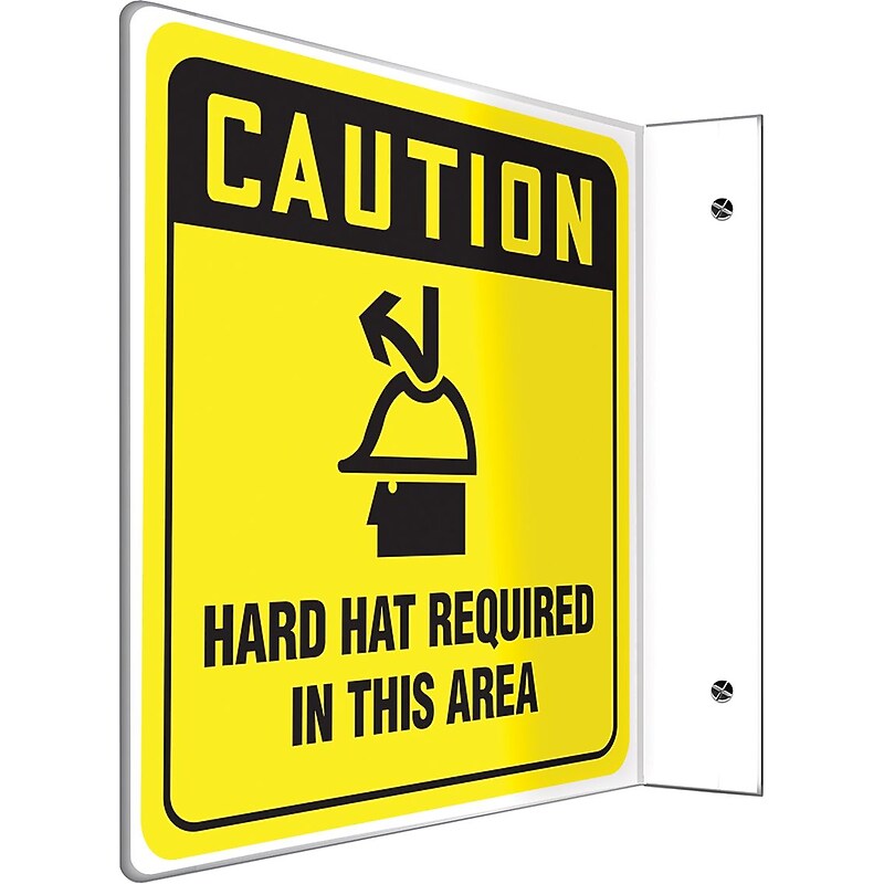 Accuform Hard Hat Required In This Area Projection Sign, Black/Yellow, 8"H x 8"W (PSP474) image 1