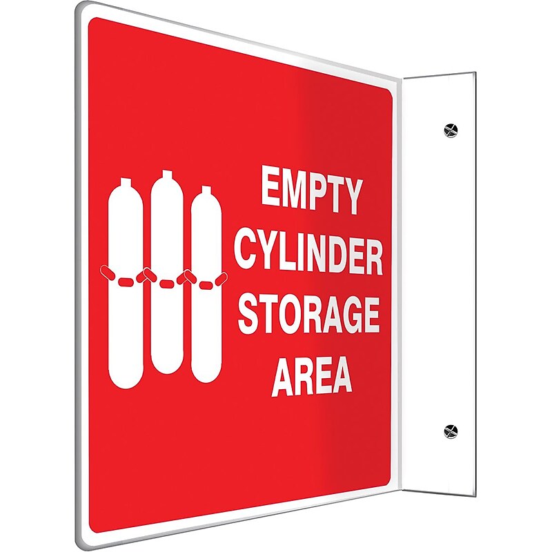 Accuform Full Cylinder Storage Area Projection Sign, White/Red, 8"H x 8"W (PSP767) image 1