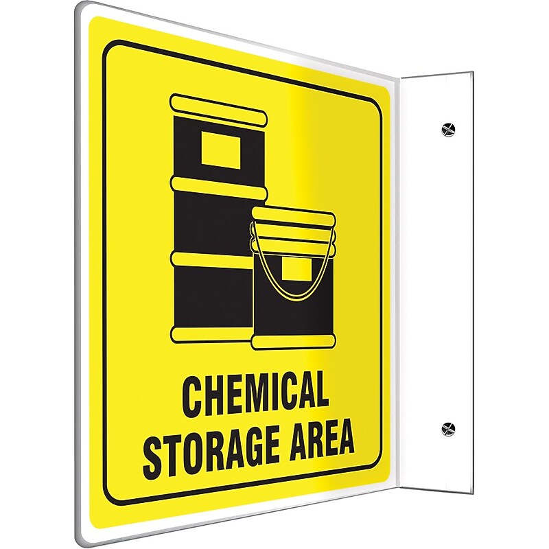 Accuform Chemical Storage Area Caution Projection Sign, Black/Yellow, 8"H x 8"W (PSP775) image 1