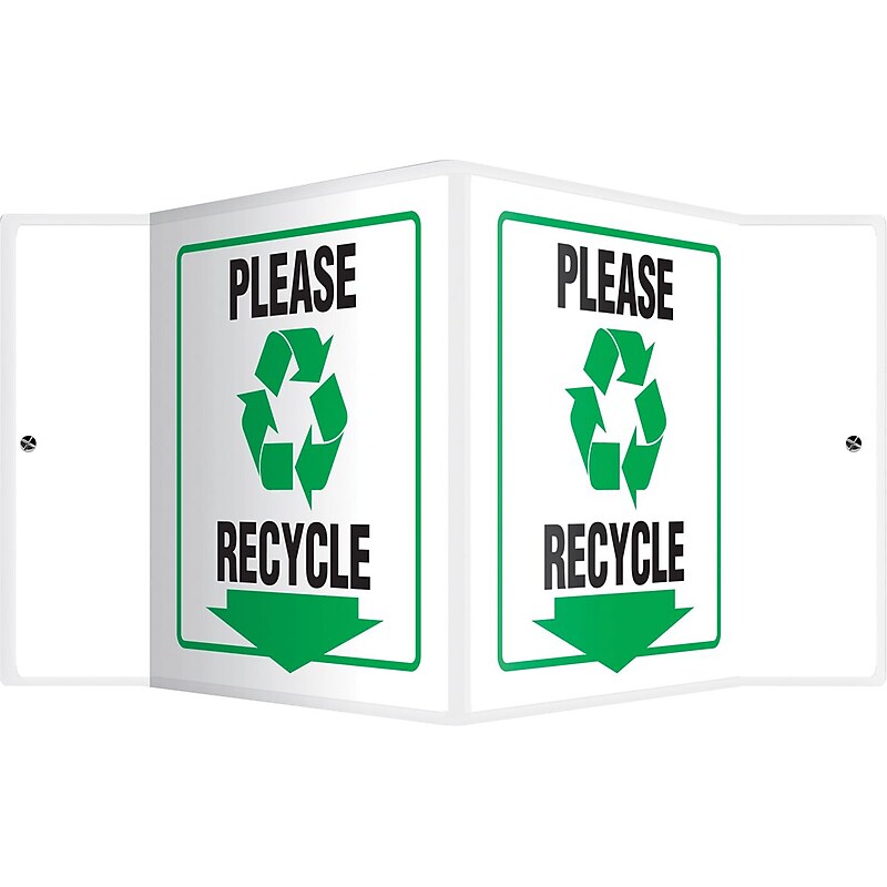 Accuform Please Recycle Projection Sign, Black/Green/White, 8"H x 12"W (PSP386) image 1