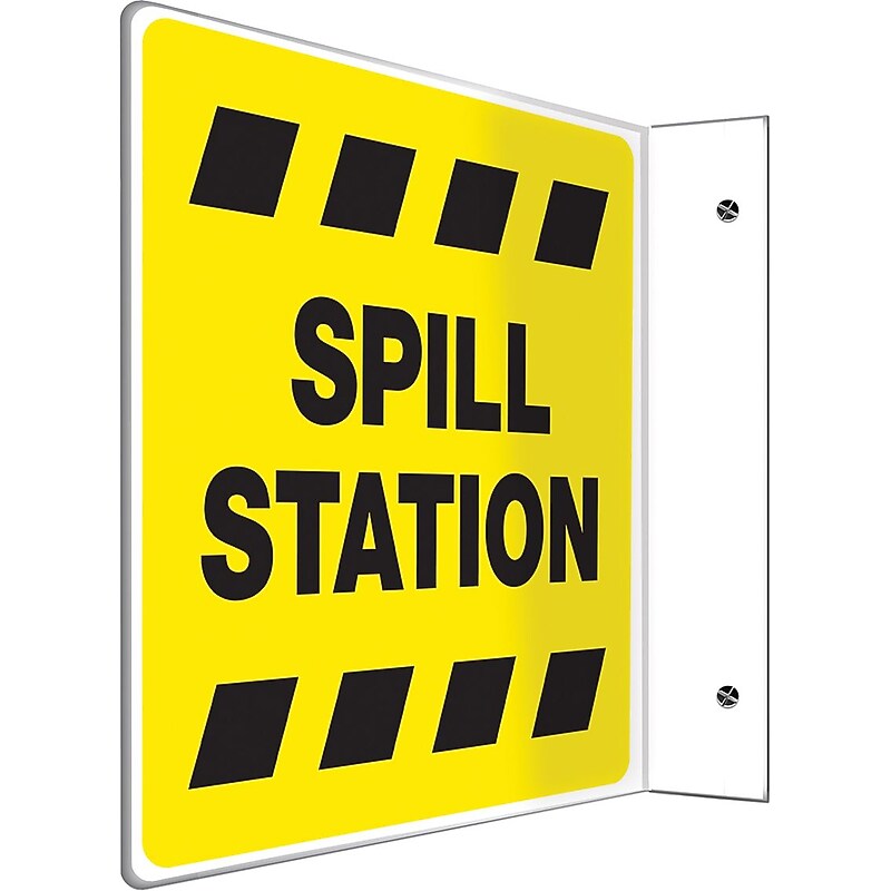 Accuform Spill Station Projection Sign, Black/Yellow, 8"H x 8"W (PSP487) image 1